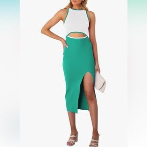 Pink Queen cut out ribbed tank top dress